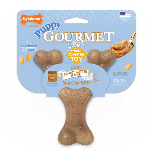 Nylabone Gourmet Style Strong Wishbone Puppy Chew Toy Peanut Butter 1ea/SMall/Regular - Up To 25 Ibs.