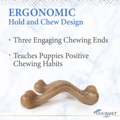 Nylabone Gourmet Style Strong Wishbone Puppy Chew Toy Peanut Butter 1ea/SMall/Regular - Up To 25 Ibs.