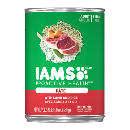 IAMS Proactive Health Paté Adult Wet Dog Food Pate w/Lamb & Rice 13.2oz. (Case of 12)