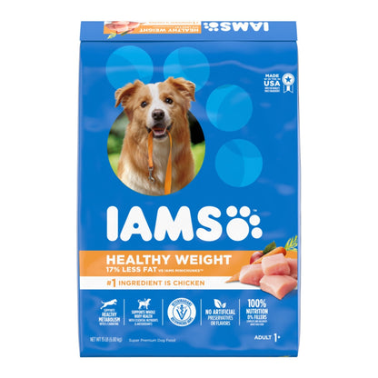 IAMS Healthy Weight Adult Dry Dog Food Chicken 1ea/15 lb