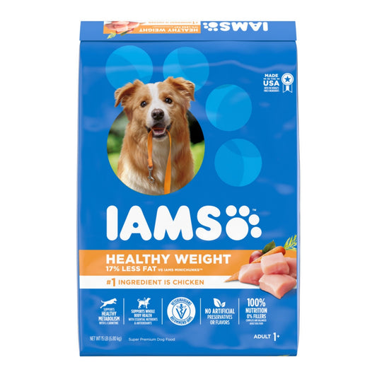 IAMS Healthy Weight Adult Dry Dog Food Chicken 1ea/15 lb