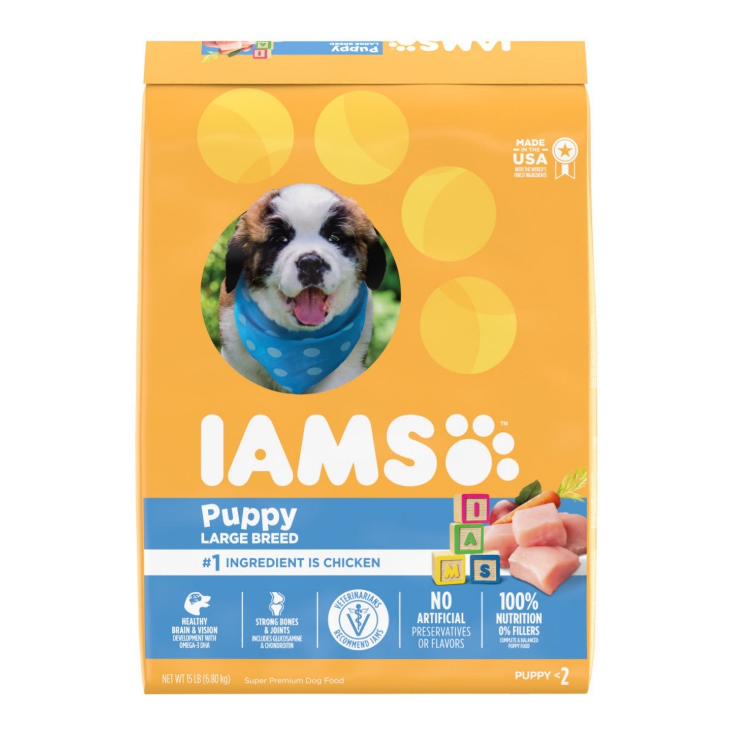 IAMS Smart Large Breed Puppy Dry Dog Food Real Chicken 1ea/15 lb