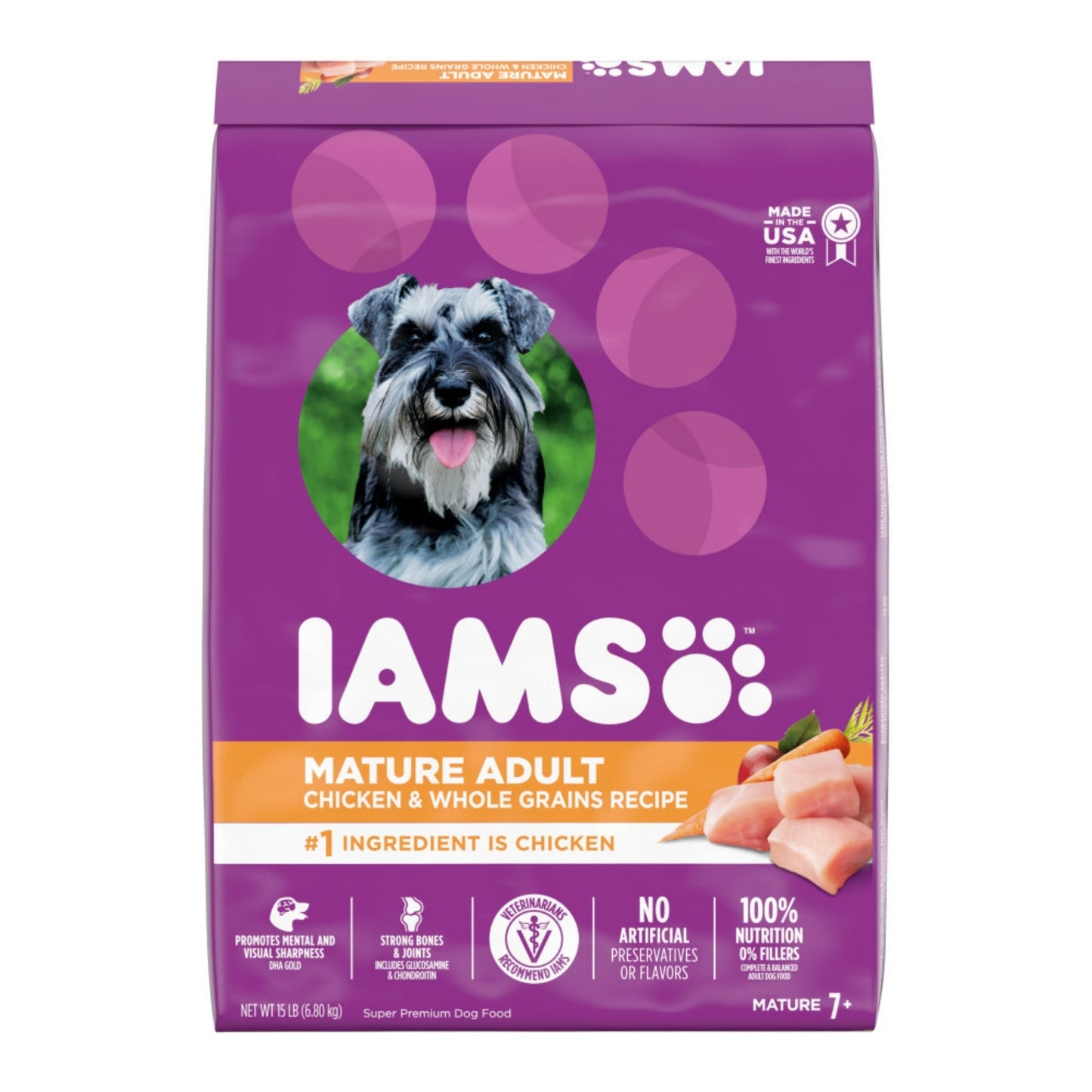 IAMS Mature Adult Senior Dry Dog Food Real Chicken 1ea/15 lb