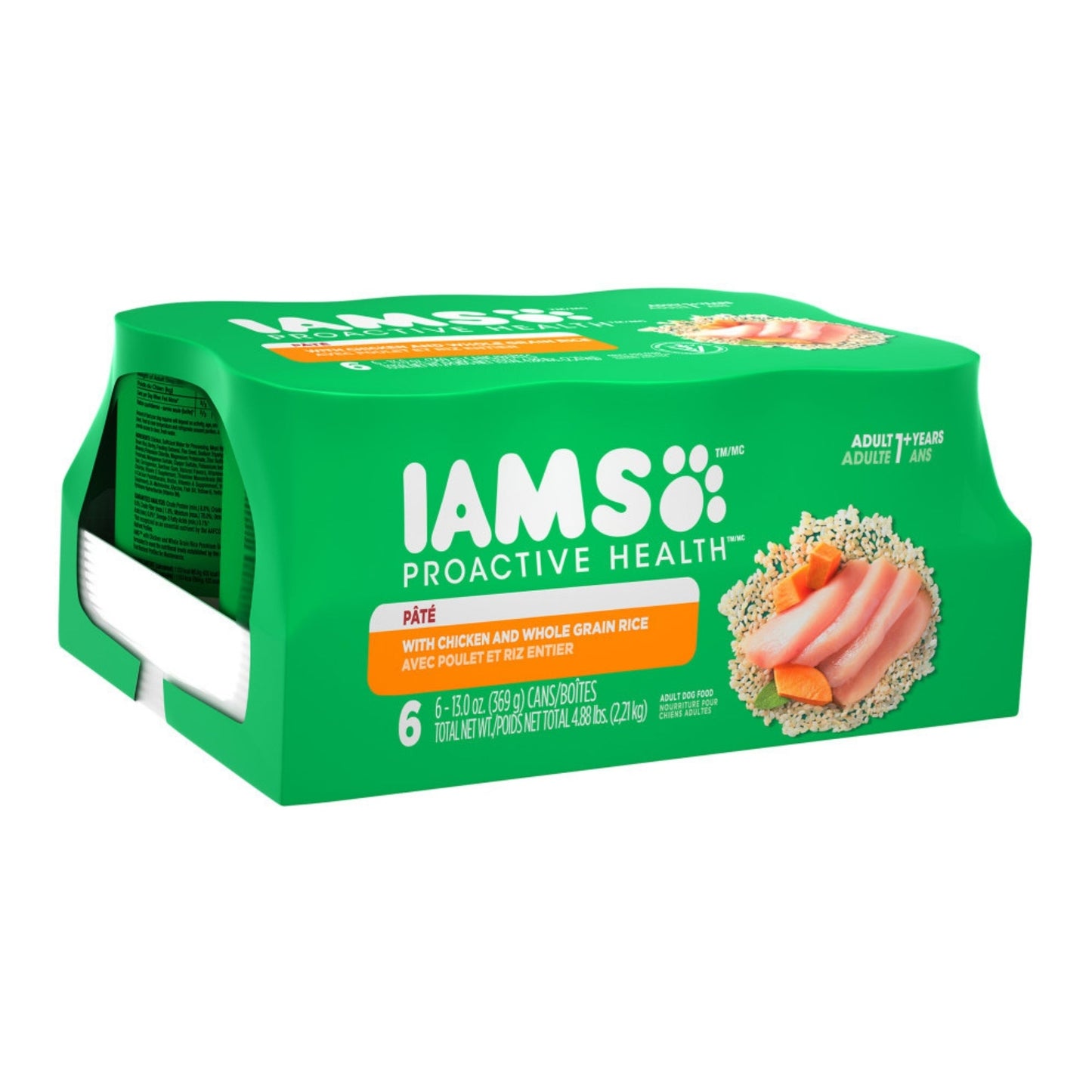 IAMS Proactive Health Paté Adult Wet Dog Food Pate w/Chicken & Rice 13 oz, 6 pk  2 case minimum