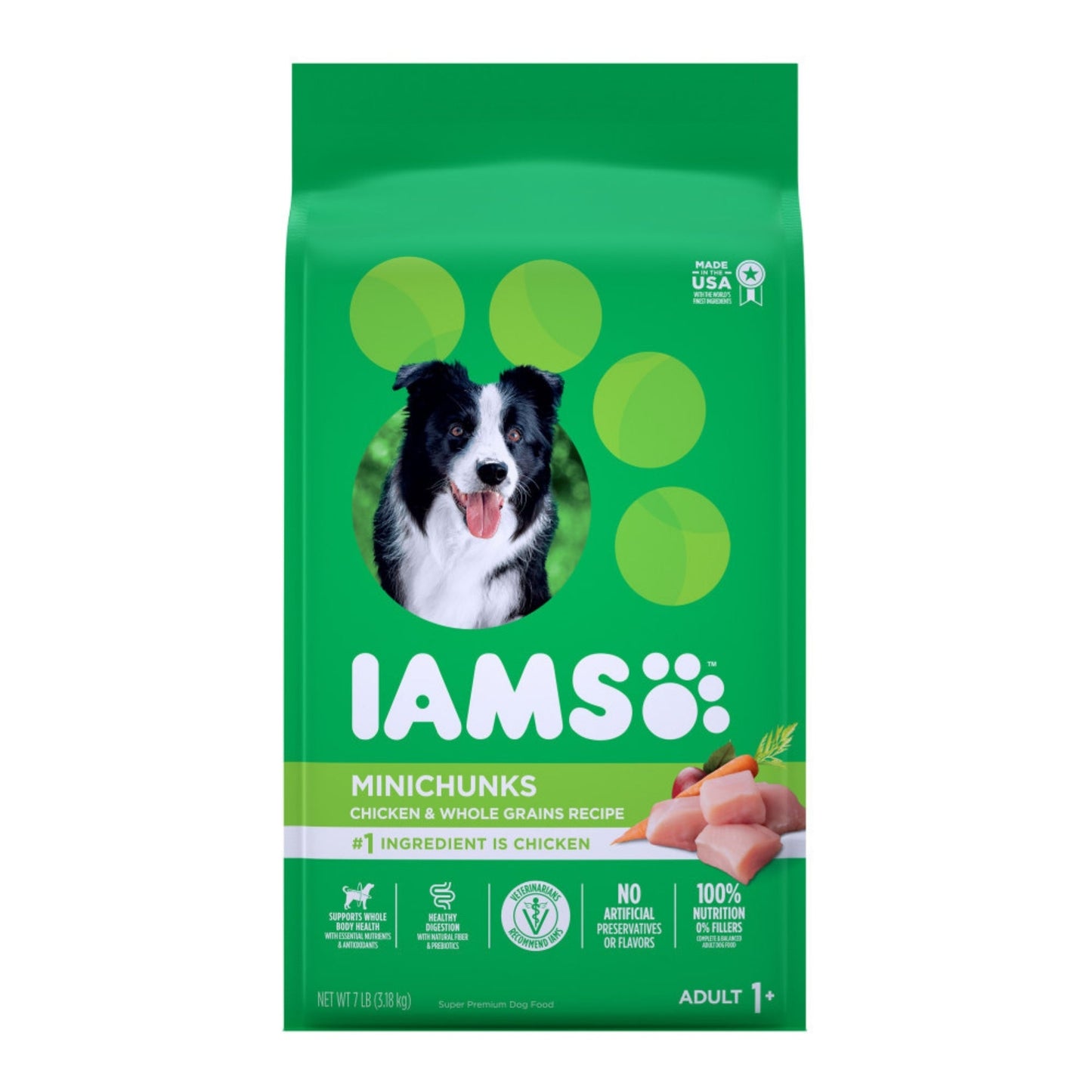 IAMS Minichunks Small Kibble High Protein Adult Dry Dog Food Real Chicken 1ea/7 lb