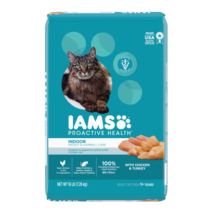 IAMS Proactive Health Weight Control & Hairball Care Indoor Adult Dry Cat Food Chicken & Turkey 1ea/16 lb