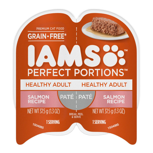 IAMS Perfect Portions Grain Free Healthy Paté Adult Wet Cat Food Salmon 24ea/2.6 oz, 24 pk