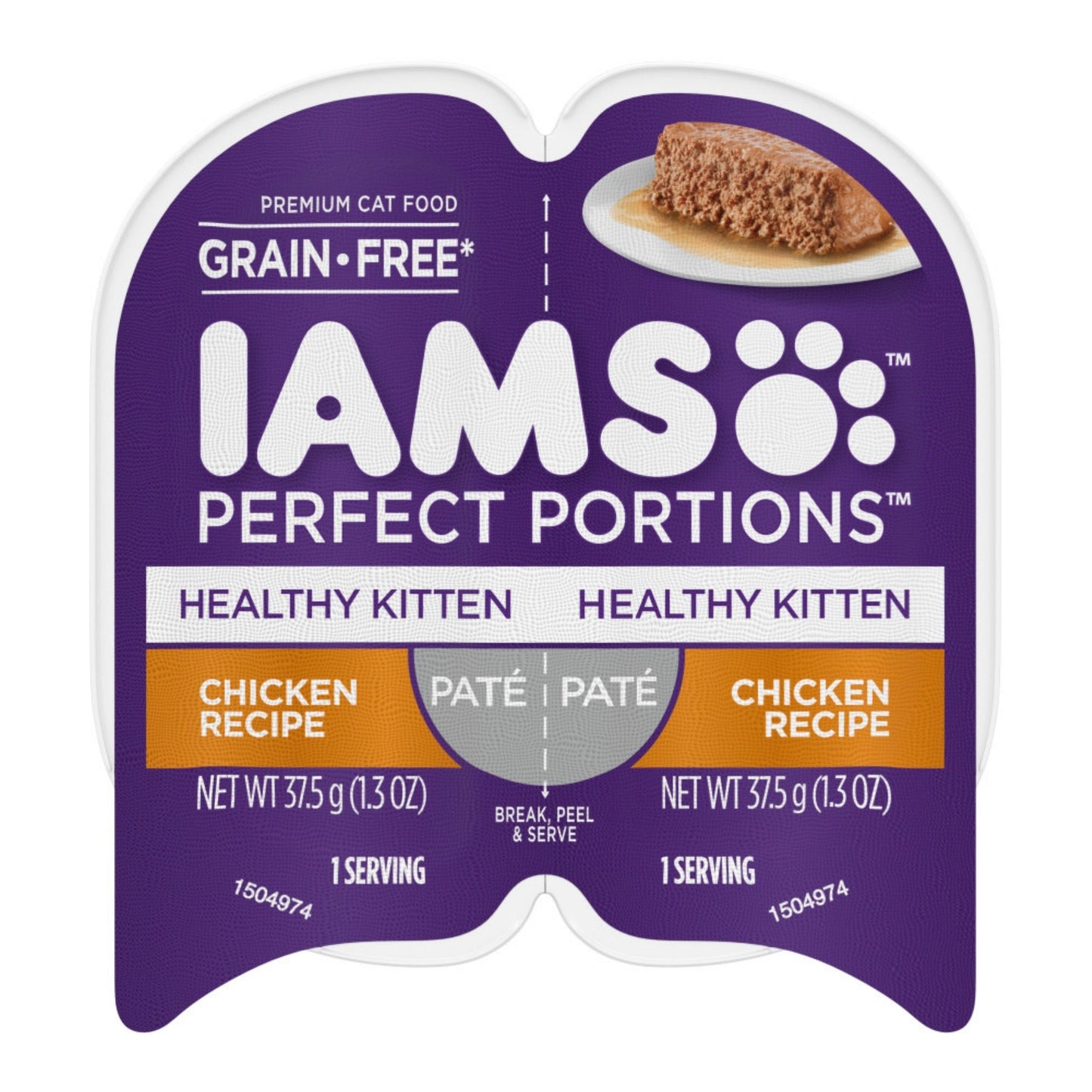 IAMS Perfect Portions Grain Free Healthy Paté Kitten Wet Cat Food Chicken 24ea/2.6 oz, 24 pk