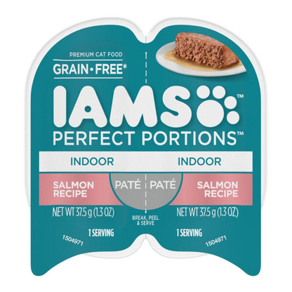 Iams Perfect Portions Indoor Pate Wet Cat Food Salmon 24Ea/2.6 Oz, 24 Pk