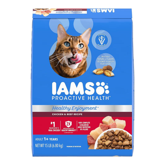 IAMS ProActive Health Healthy Enjoyment Dry Cat Food Chicken & Beef 1ea/15 lb