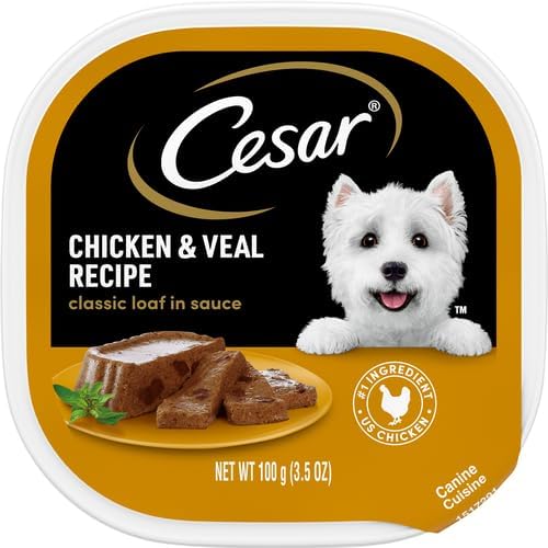 Cesar Classic Loaf in Sauce Adult Wet Dog Food Chicken & Veal 3.5oz. (Case of 24)