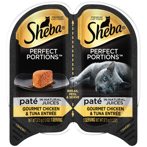 Sheba Perfect Portions Pate Wet Cat Food Gourmet Chicken & Tuna 24ea/2.6 oz