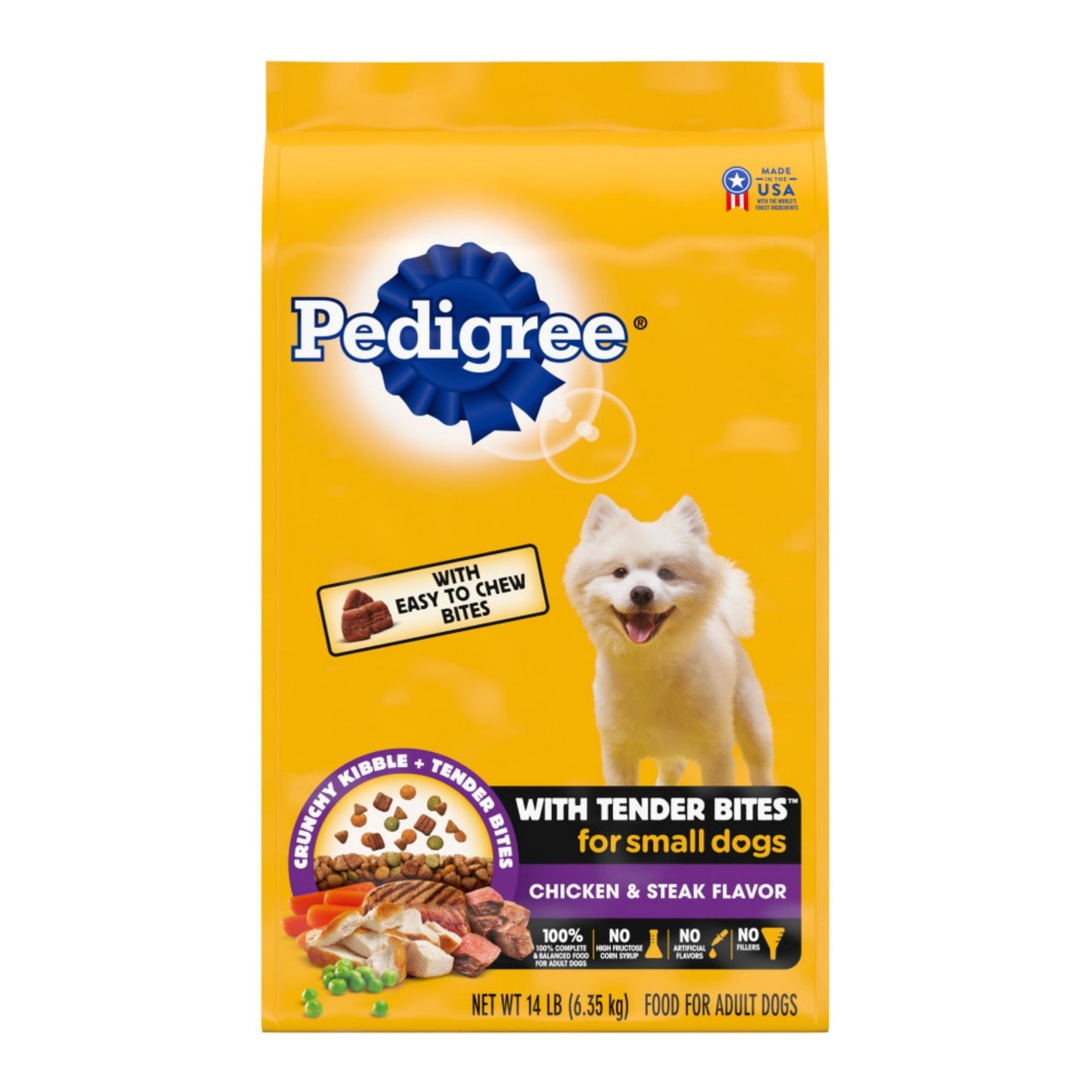 Pedigree Complete Nutrition Tender Bites Small Breed Adult Dry Dog Food Chicken & Steak 1ea/14 lb