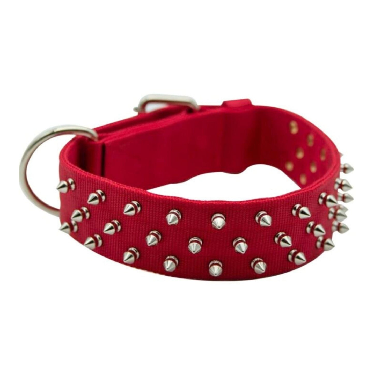 Omni Pet Bravo Nylon Spiked Dog Collar Red 21in.