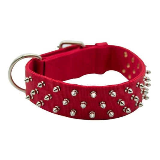 Omni Pet Bravo Nylon Spiked Dog Collar Red  25in.