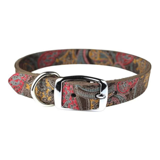 Omni Pet Leather Paisley Dog Collar Chocolate  1/2 x 12in.