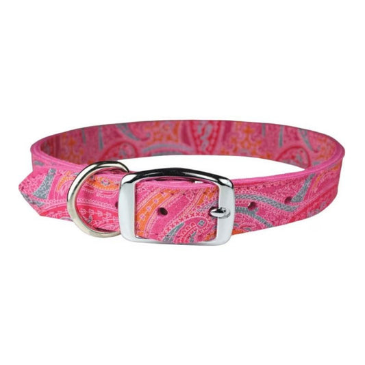 Omni Pet Leather Paisley Dog Collar Pink 1/2 x 10in.