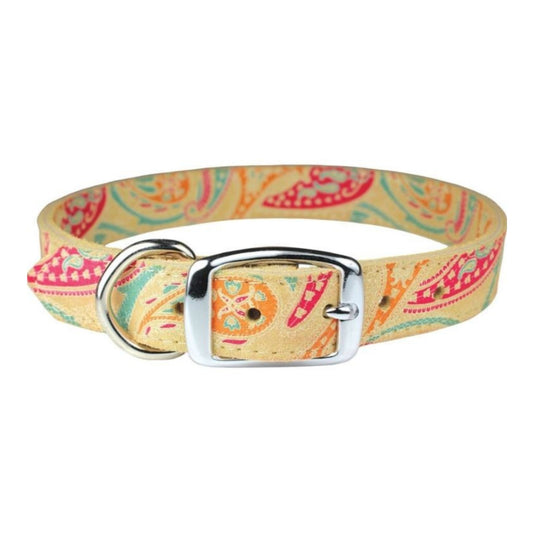 Omni Pet Leather Paisley Dog Collar Sand 1/2 x 10in.