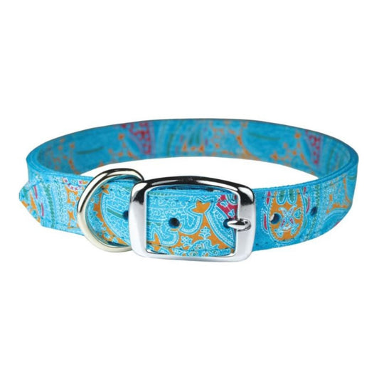 Omni Pet Leather Paisley Dog Collar Turquoise 1/2 x 10in.