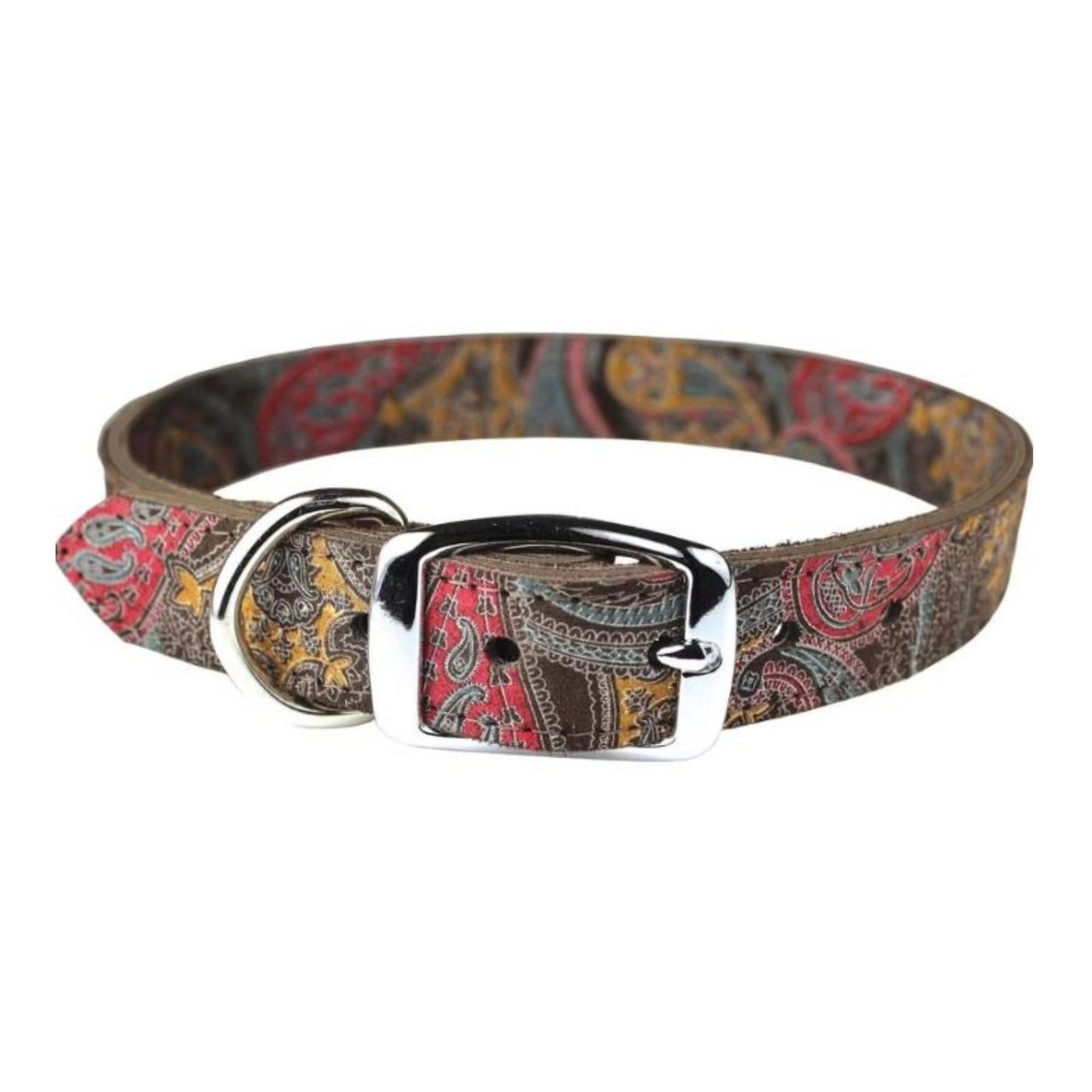 Omni Pet Leather Paisley Dog Collar Chocolate 1 x 24in.