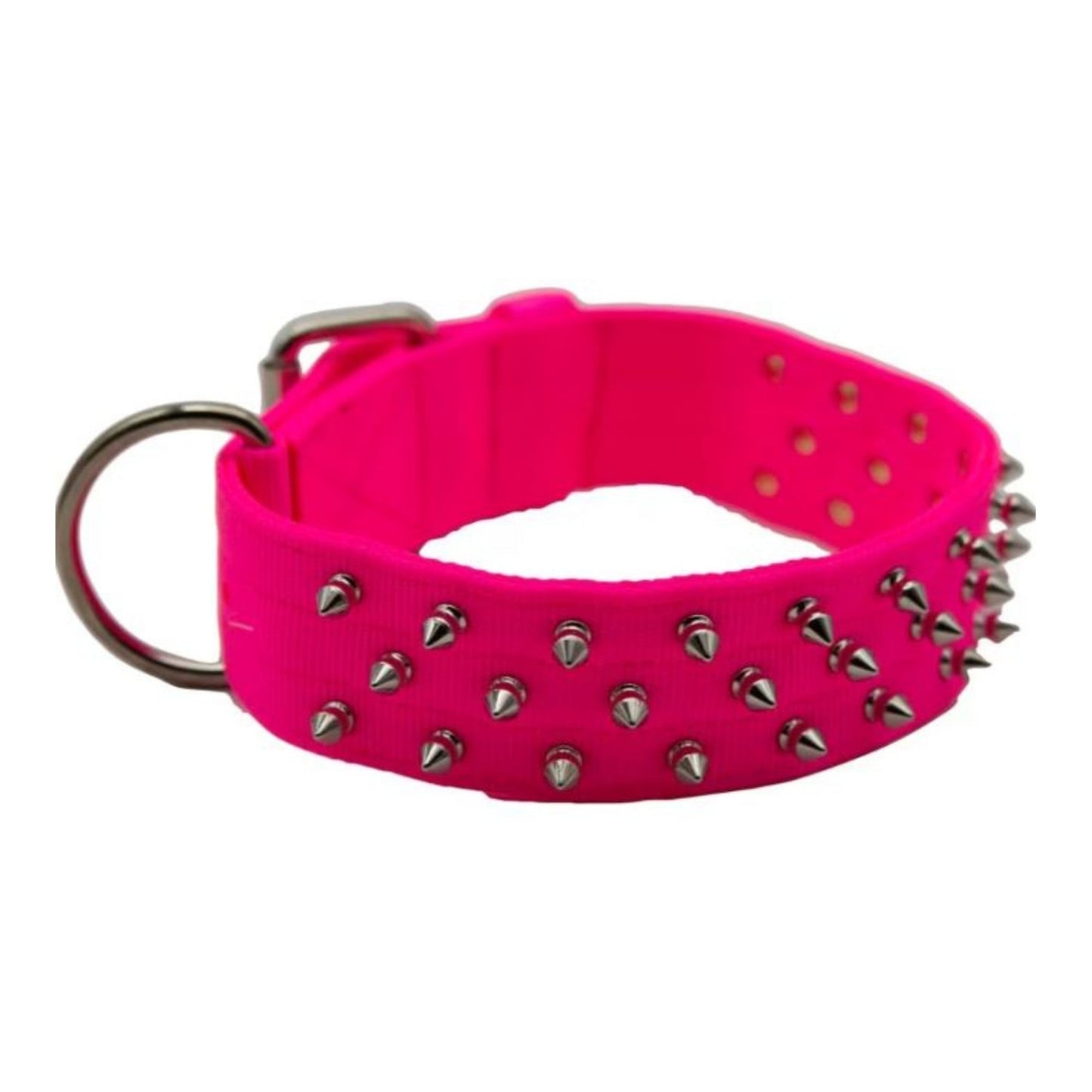 Omni Pet Bravo Nylon Spiked Dog Collar Neon Pink 29in.