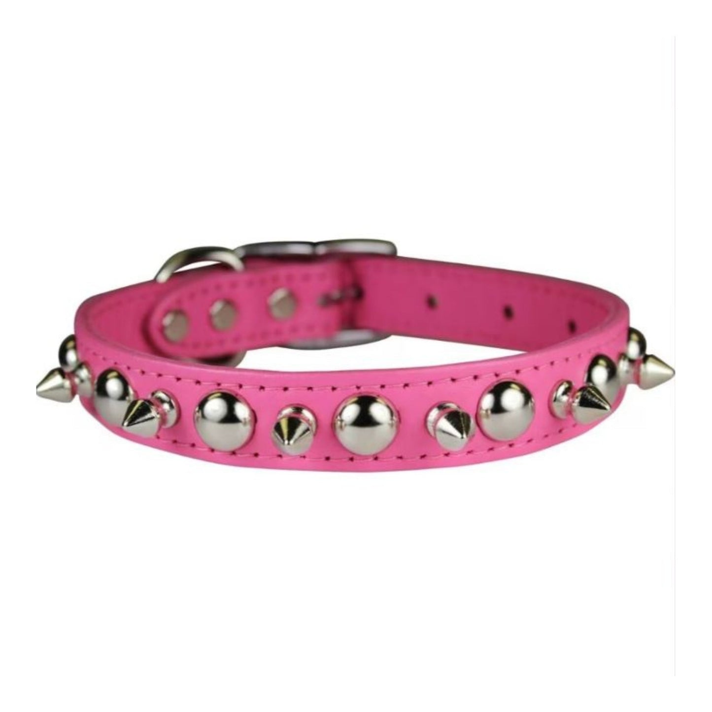 Omni Pet Leather Spike/Stud Dog Collar Pink 3/4 x 16in.