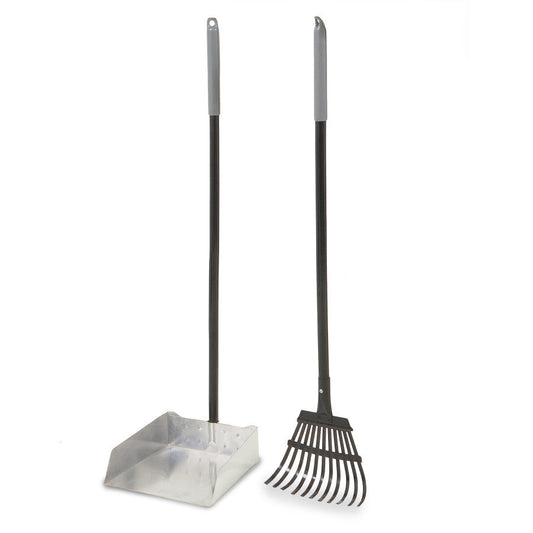 Petmate Clean Response Aluminum Rake & Pan Black/Silver 1ea/LG