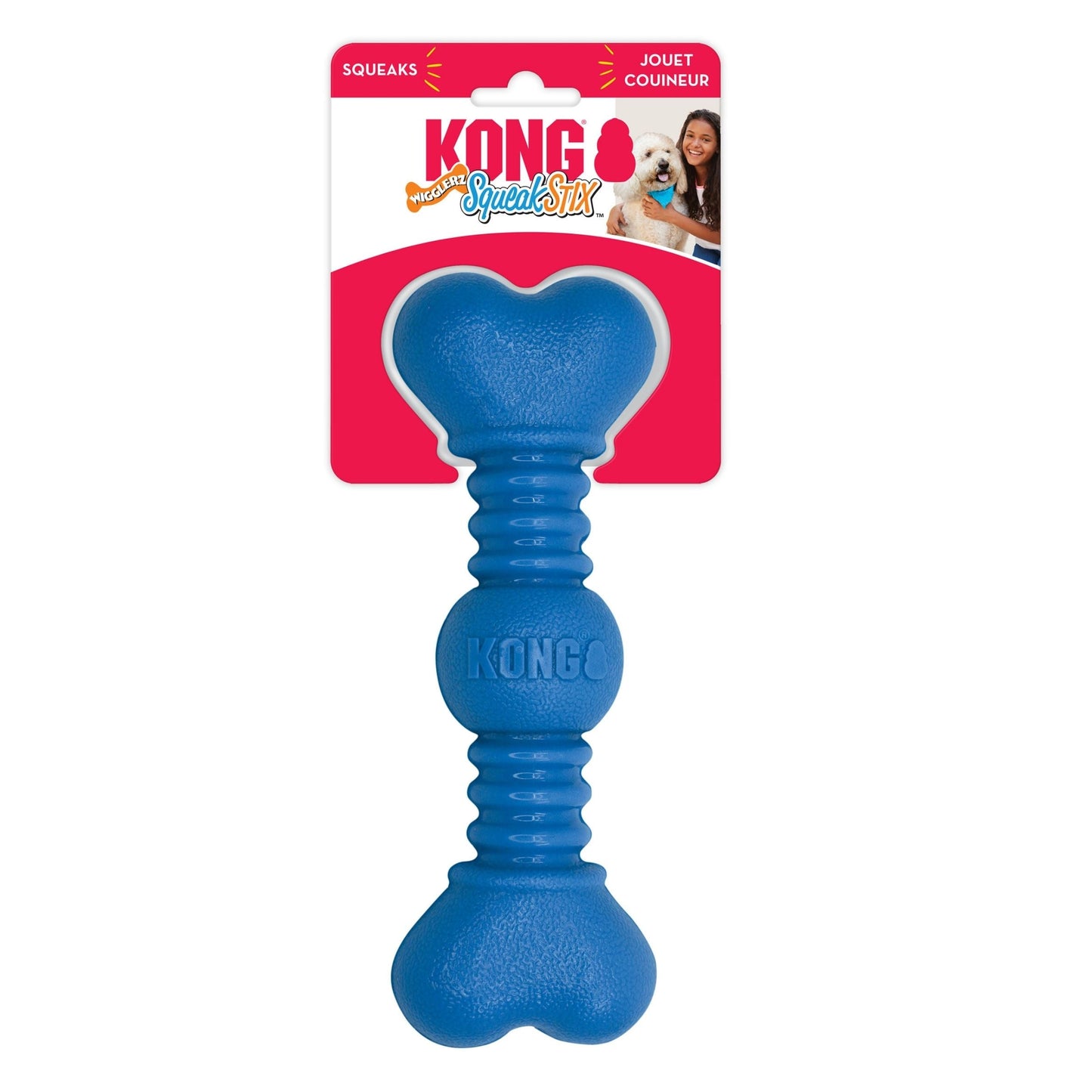 KONG SqueakStix Wigglerz Dog Toy Blue MD  (2 pack)