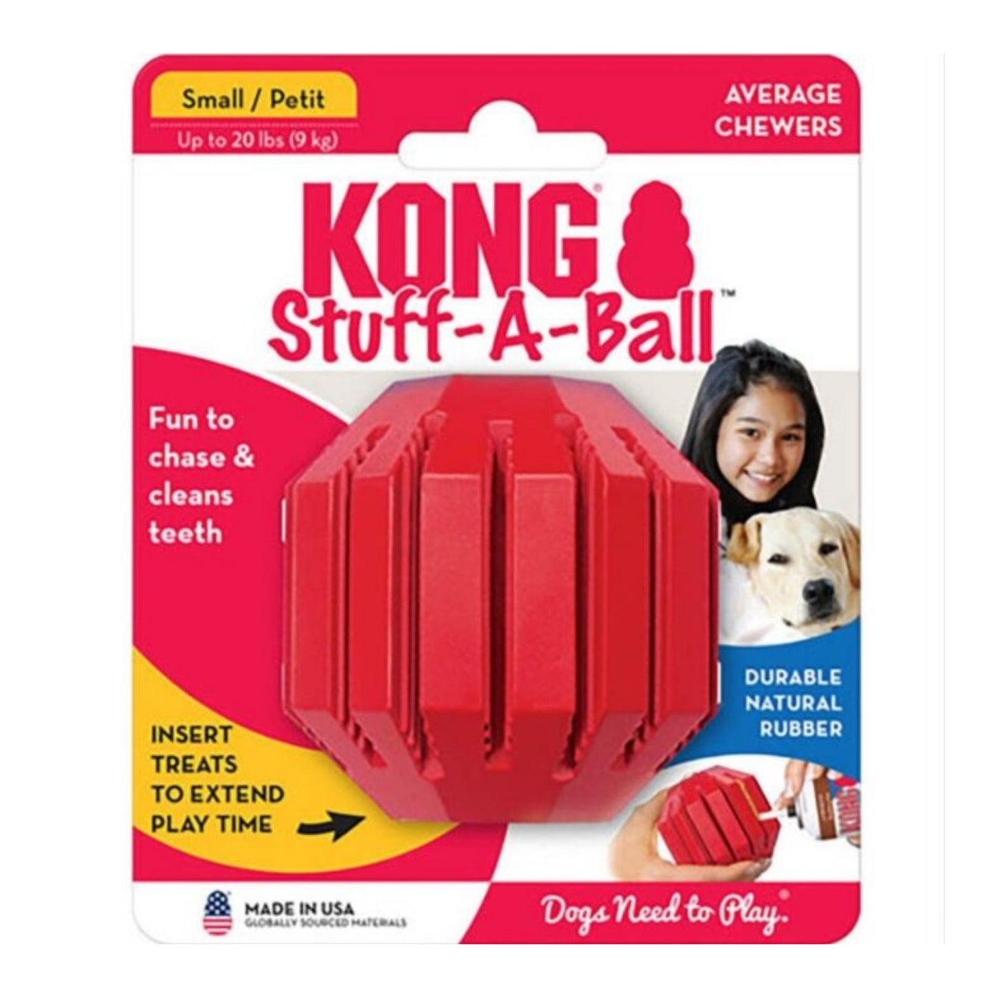 KONG Stuff-A-Ball Dog Toy Red 1ea/SM, 2.5 in