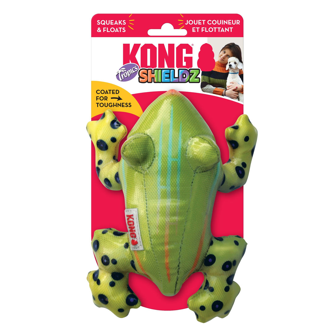 KONG Shieldz Tropics Dog Toy Frog Green 1ea/MD