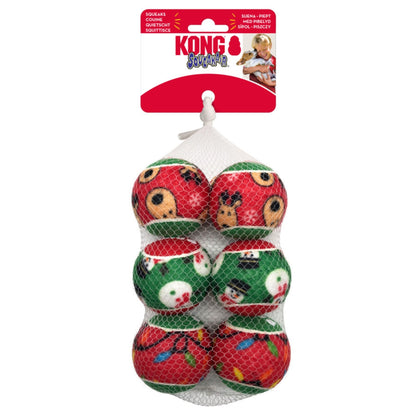 KONG Holiday SqueakAirs Dog Toy Balls 1ea/MD, 6 pk