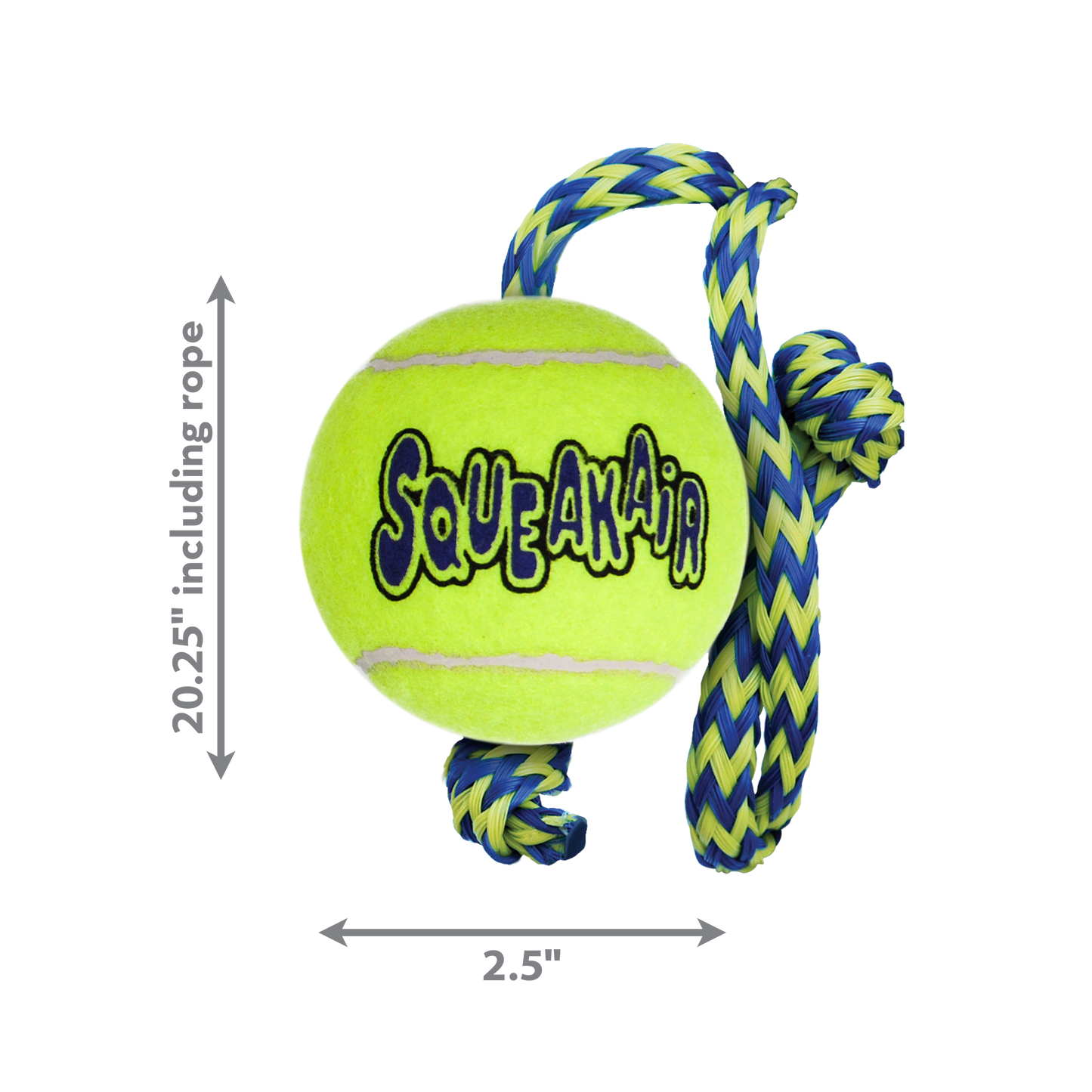 KONG Air Dog Squeaker Tennis Ball With Rope Dog Toy 1ea/MD