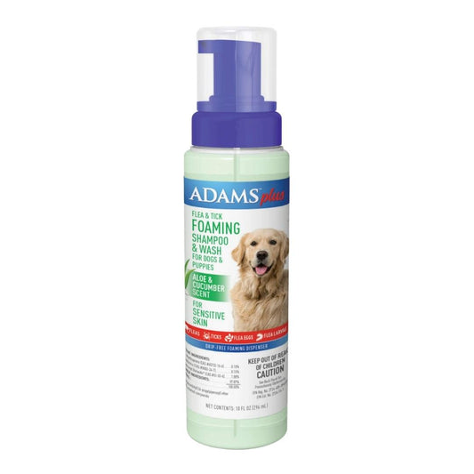 Adams Plus Flea & Tick Foaming Shampoo & Wash for Dogs & Puppies 1ea/10 oz.