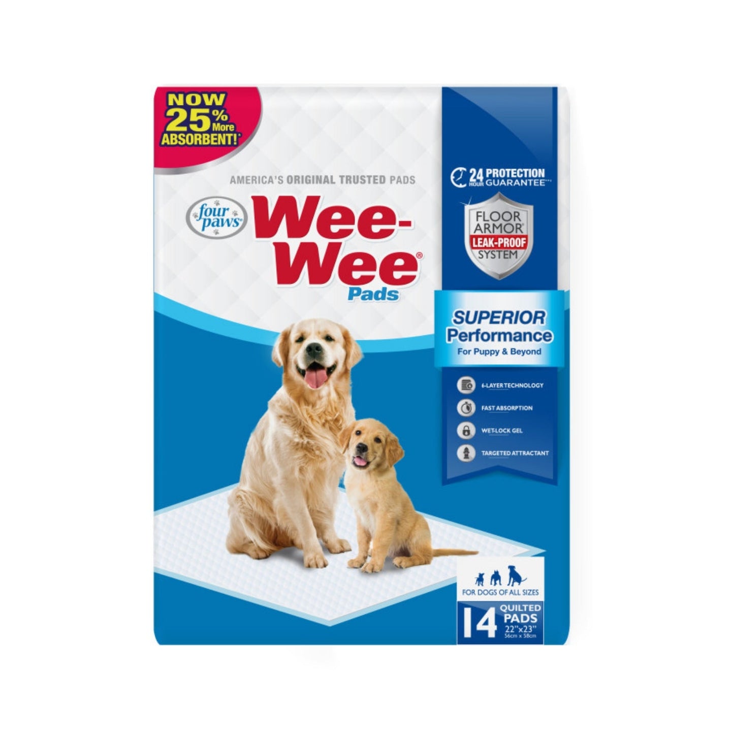 Four Paws Four Paws Wee-Wee Superior Performance Dog Pee Pads 1ea/14 ct, 22 in X 23 in