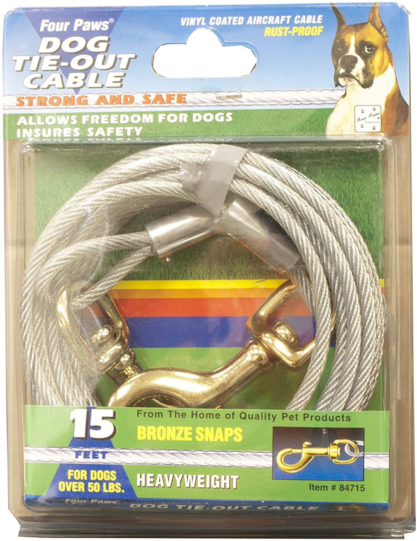 Four Paws Heavy Weight Dog Tie Out Cable Silver 1ea/15 ft