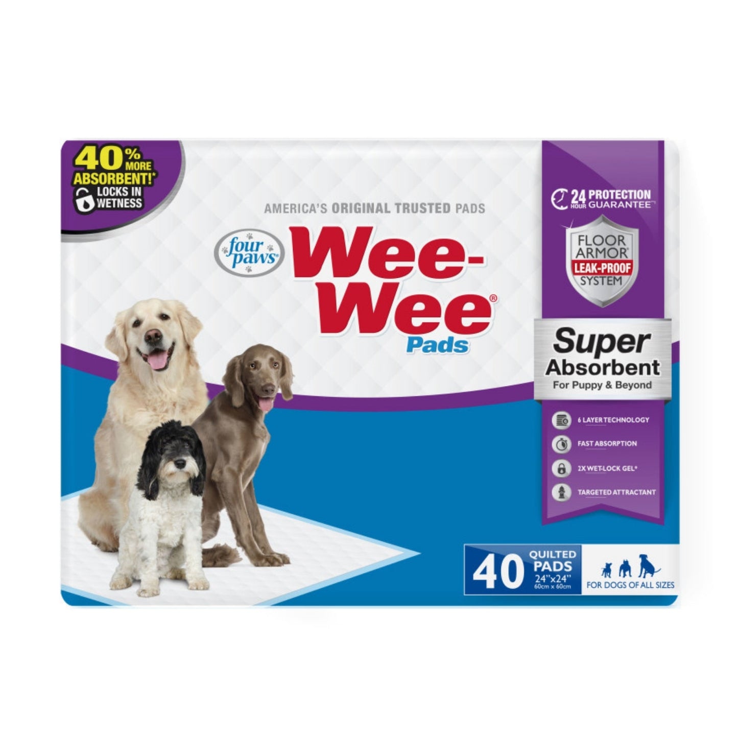 Four Paws Four Paws Wee-Wee Super Absorbent Pads for Dogs 1ea/40 ct