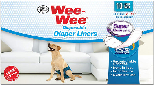 Four Paws Wee-Wee Super Absorbent Disposable Dog Diaper Liners Diaper Liner 1ea/One Size (10 ct)