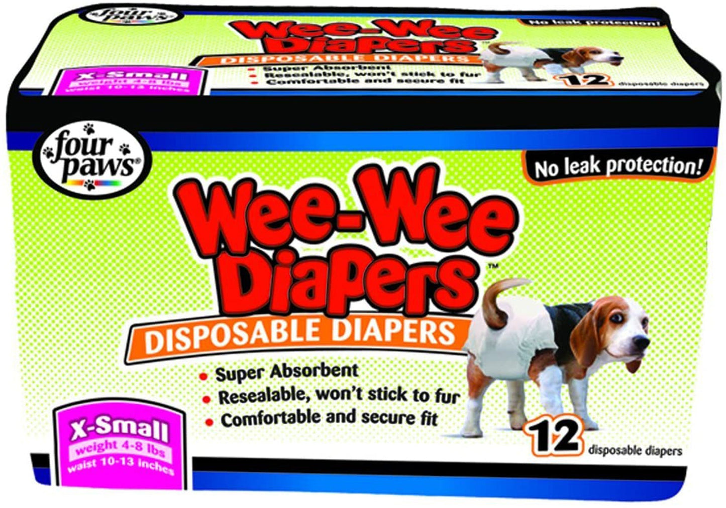 Four Paws Wee-Wee Disposable Dog Diapers Diaper 1ea/XS (12 ct)