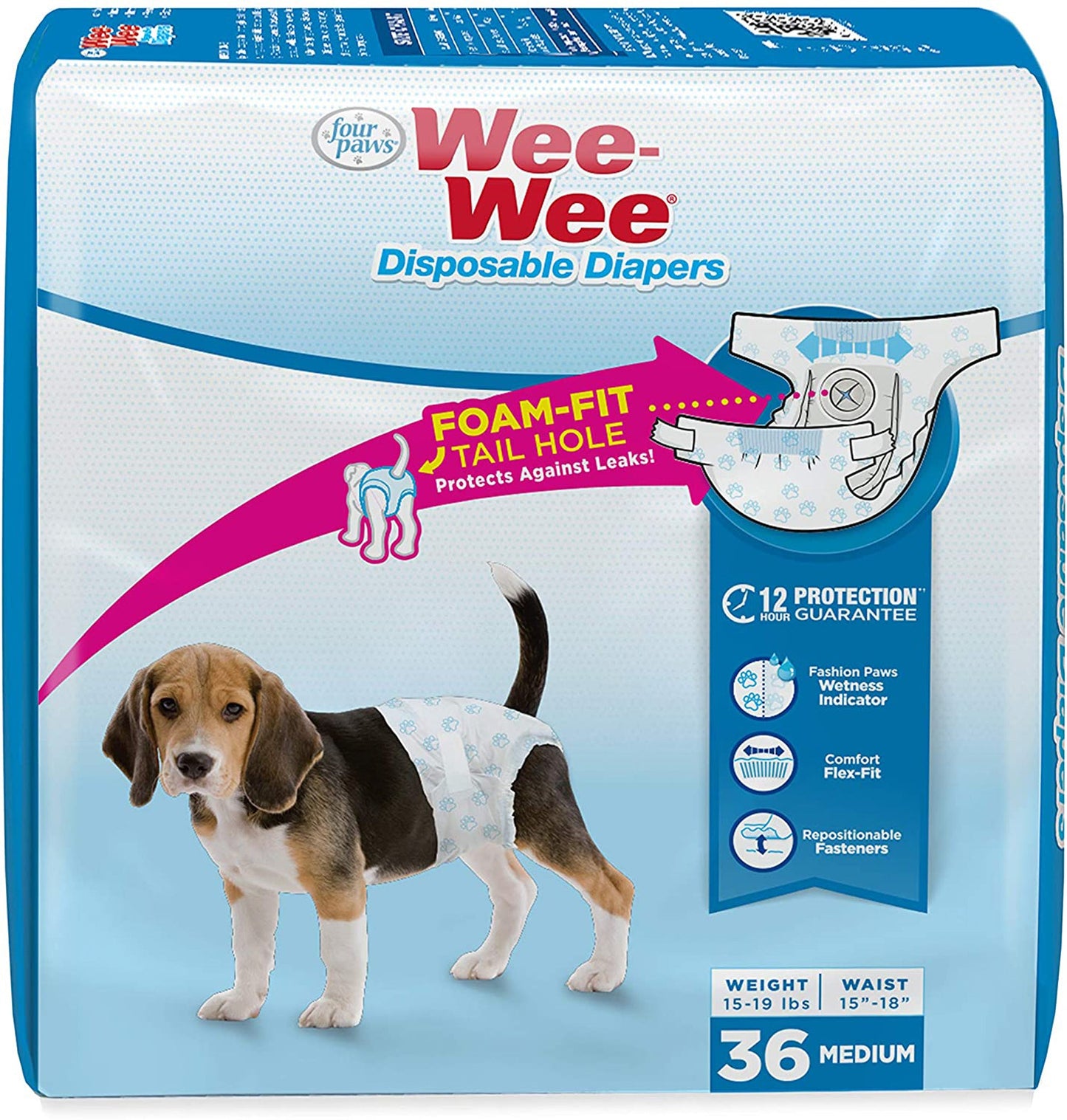 Four Paws Wee-Wee Disposable Dog Diapers Diaper 1ea/SMall (36 ct)