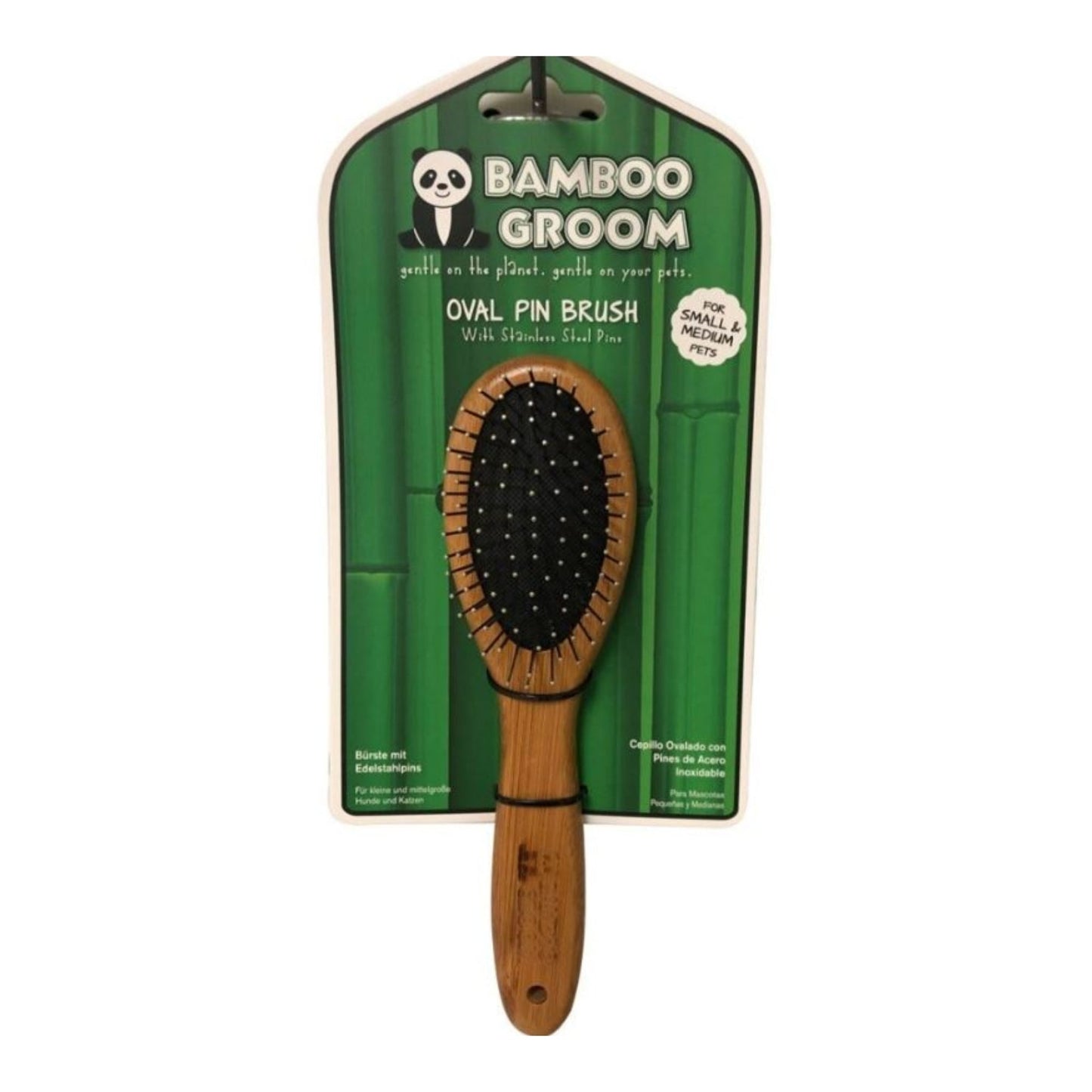 Bamboo Groom Curry Brush with Rubber Bristles