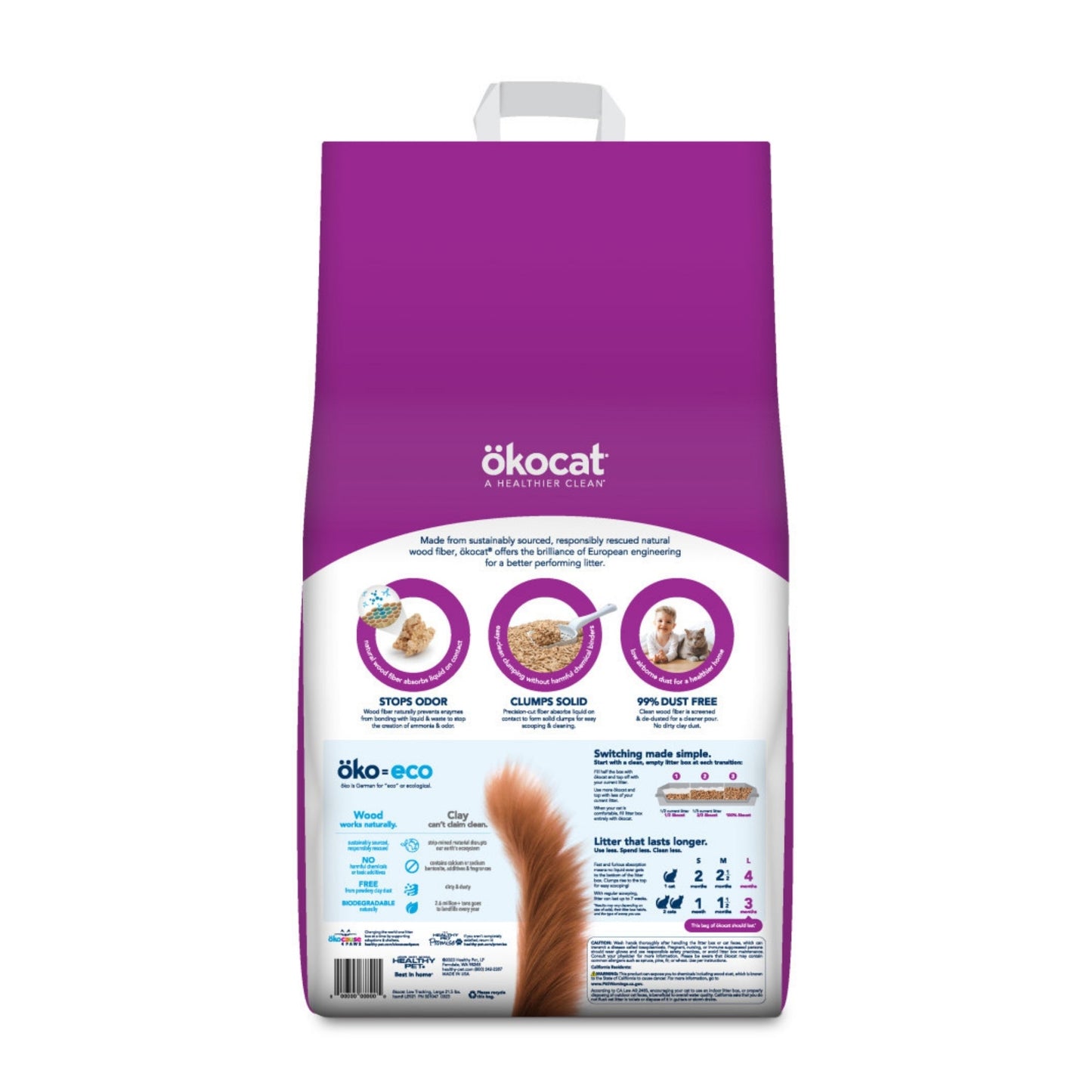 Okocat Litter Low Tracking Clumping Wood Cat Litter 1ea/21.5 lb