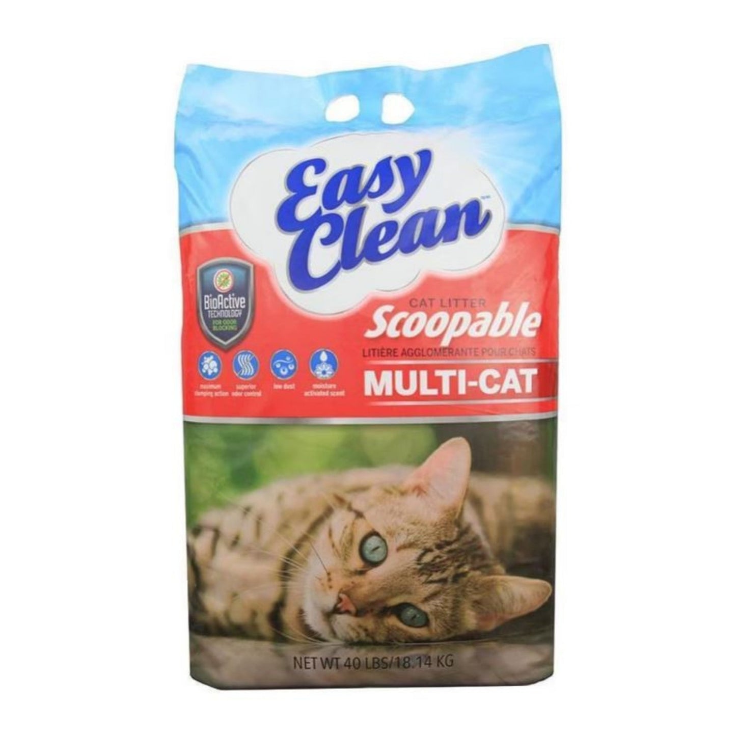 Easy Clean Multi-Cat Scoopable Cat Litter Odor Block 40 Lb