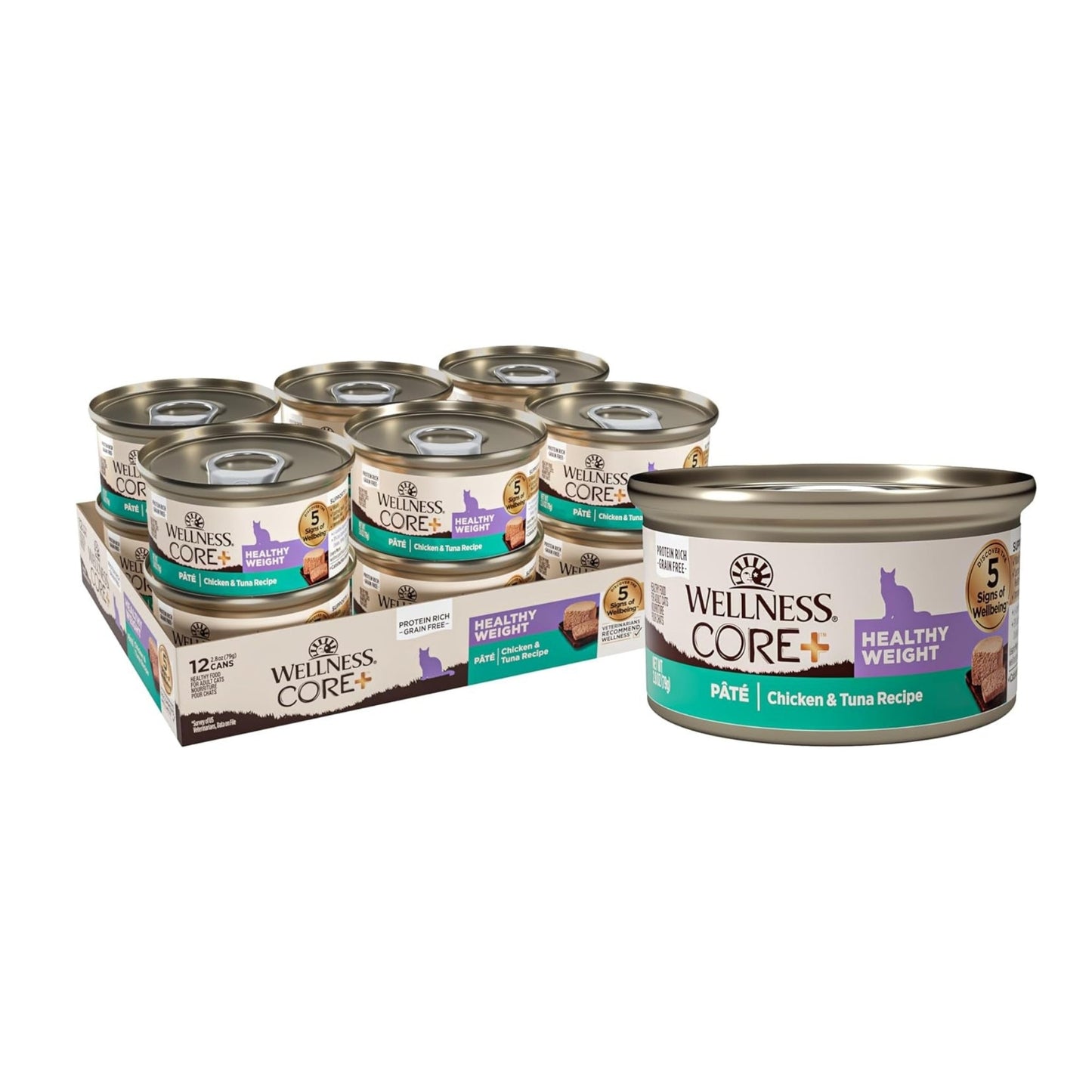 Wellness Core+ Cat Healthy Weight Chicken Tuna Grain-free Pate 2.8oz. (Case of 12)