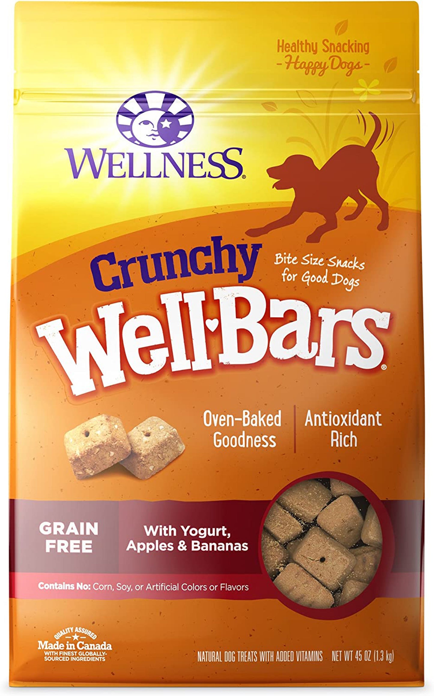 Wellbar Crunchy Yogrt Aple Banana 45oz. Dog Snack