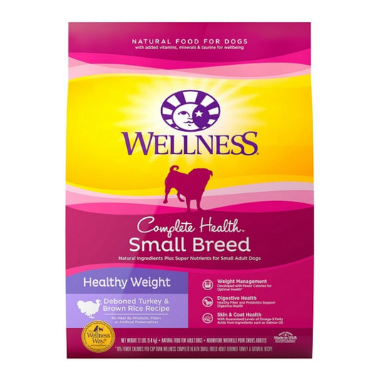 Wellness Dog Small Breed Healthy Weight 12Lb Turkey Brown Rice Complete Health