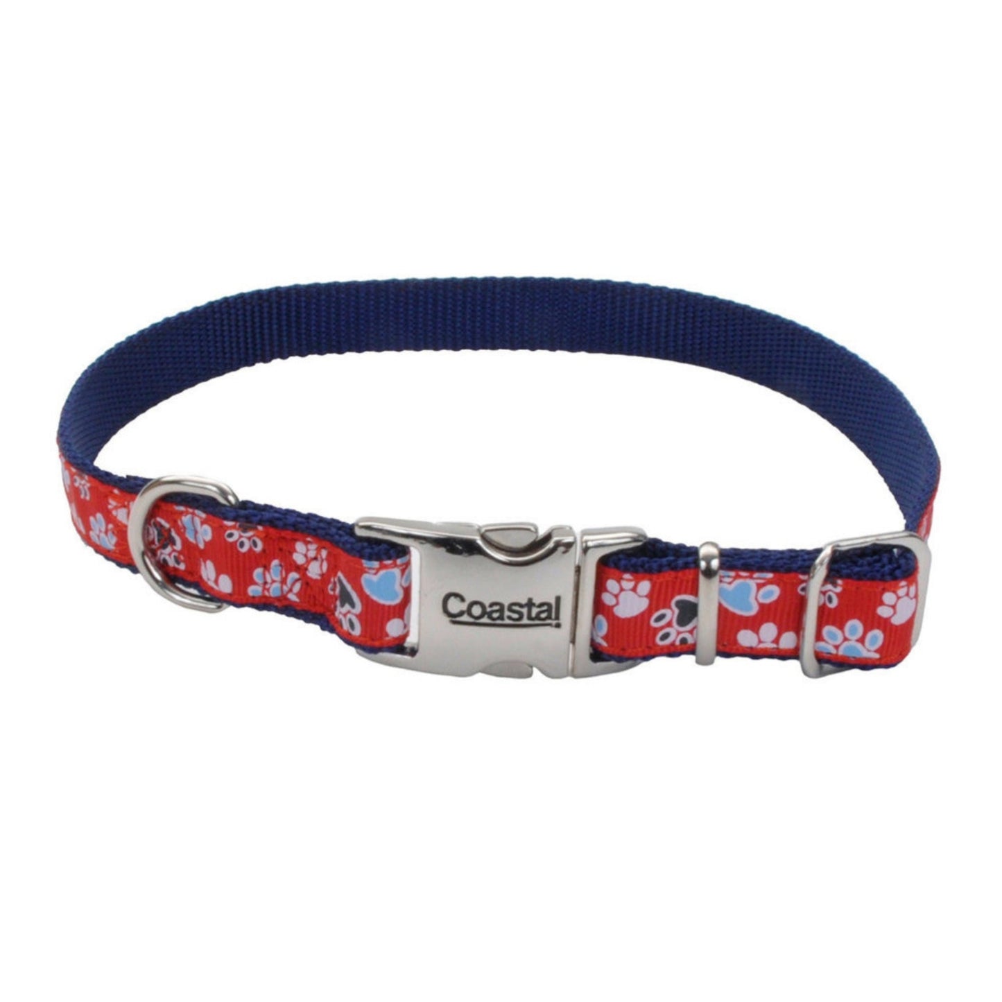 Ribbon Adjustable Nylon Dog Collar with Metal Buckle Red 1ea/5/8 In X 12-18 in