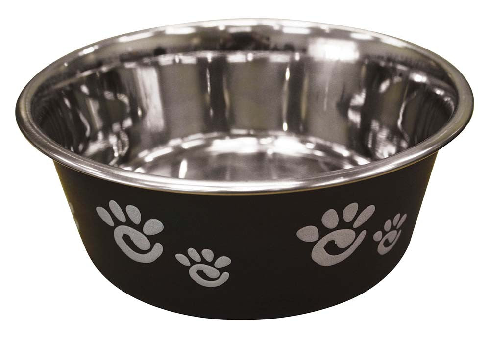 Spot Barcelona Stainless Steel Paw Print Dog Bowl Licorice, 1ea/32 oz