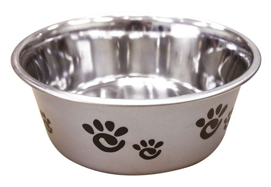 Spot Barcelona Stainless Steel Paw Print Dog Bowl Silver, 1ea/32 oz