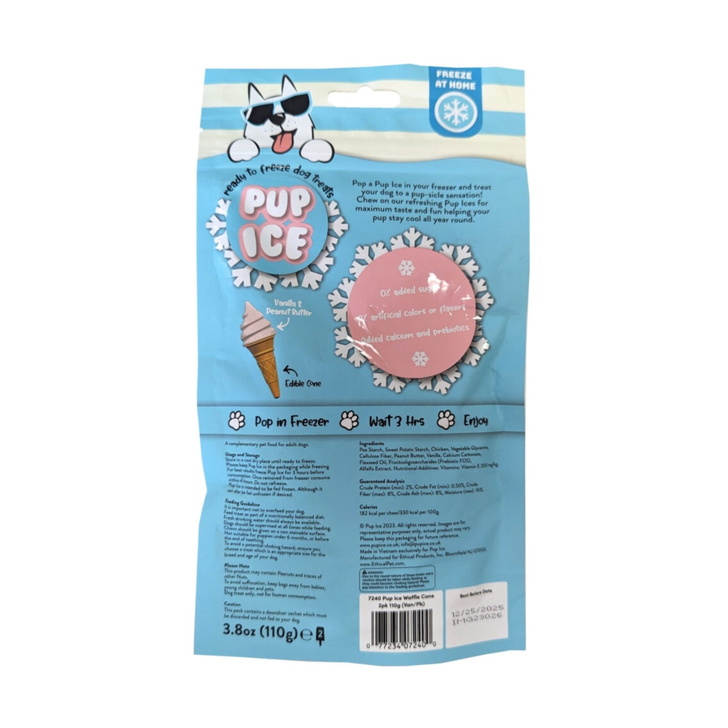 Pup Ice Waffle Cone Vanilla/Peanut Butter 2 Pk