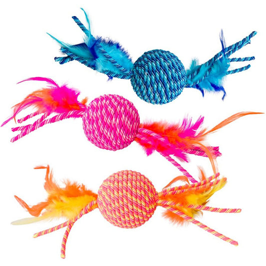 Spot Elasteeez Ball and Feathers Cat Toy Assorted